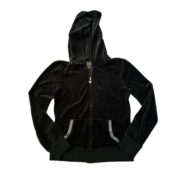 Victoria's Secret black velour zip up hoodie size M - Picture 11 of 11